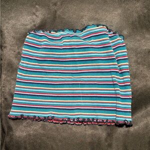 Derek Heart Blue and Red Striped Mini Skirt